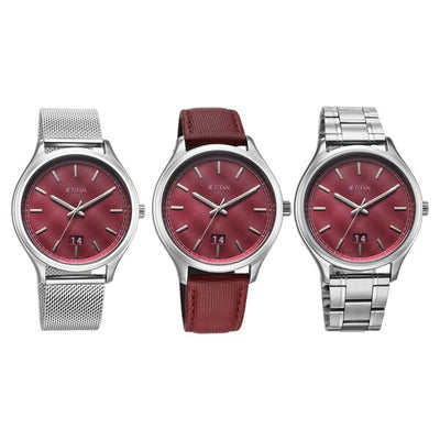 Titan Classique Palette of Time Analog with Magenta Dial Interchangeable Straps Watch with for Men