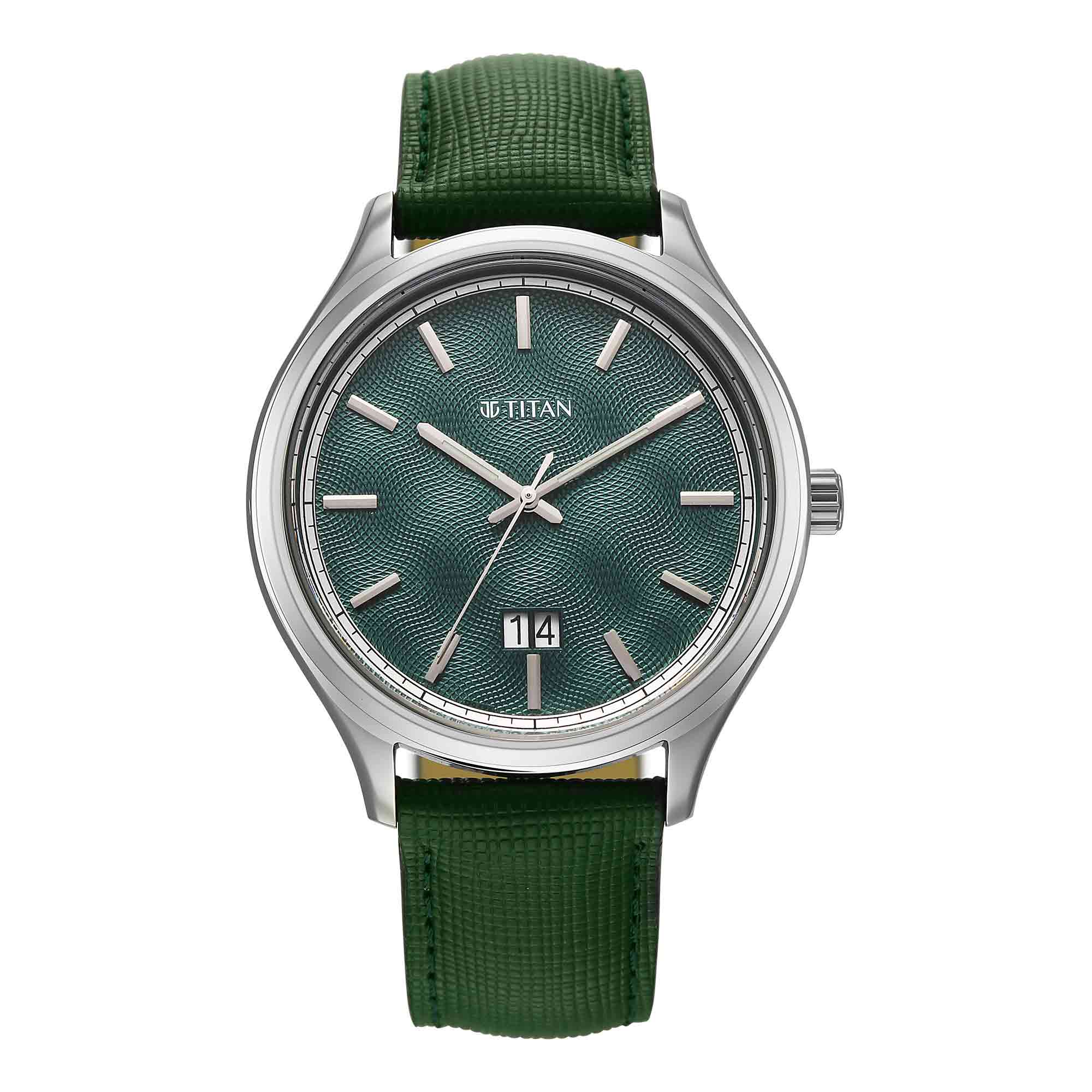 Titan Classique Green Dial Interchangeable Straps Analog with Date Watch for Men