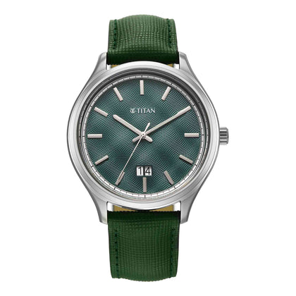 Titan Palette Of Time Quartz Green Dial Silver Strap Watch For Gents