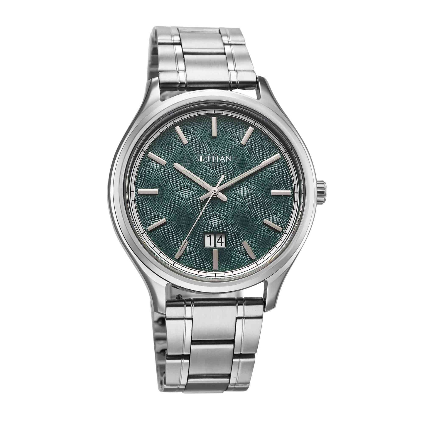 Titan Palette Of Time Quartz Green Dial Silver Strap Watch For Gents