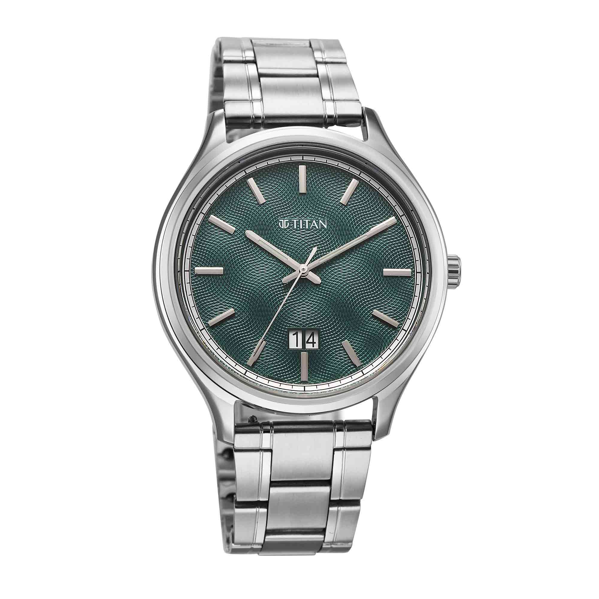 Titan Classique Green Dial Interchangeable Straps Analog with Date Watch for Men