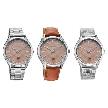 Titan Classique Palette of Time Analog with Rust Orange Dial Interchangeable Straps Watch with for Men