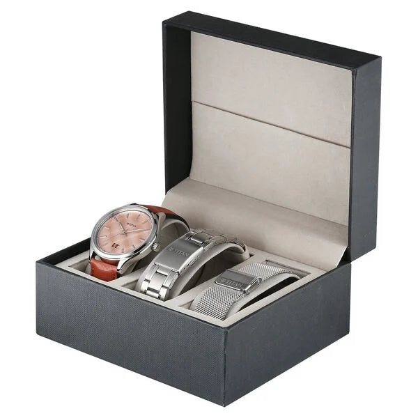 Titan Classique Rust Orange Dial Interchangeable Straps Analog with Date Watch for Men