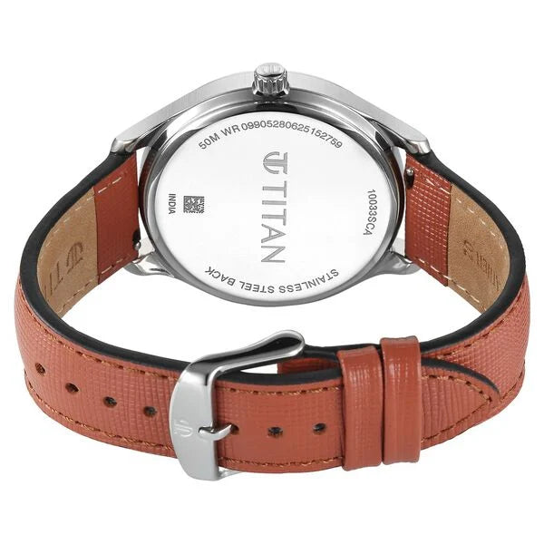 Titan Classique Rust Orange Dial Interchangeable Straps Analog with Date Watch for Men