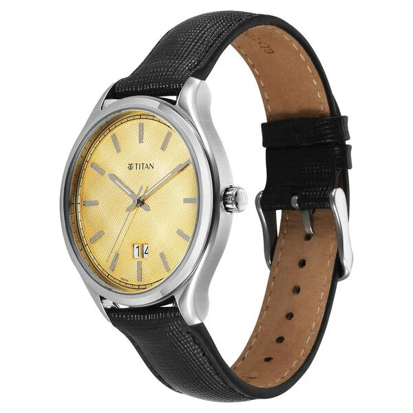 Titan Classique Yellow Dial Interchangeable Straps Analog Watch for Men
