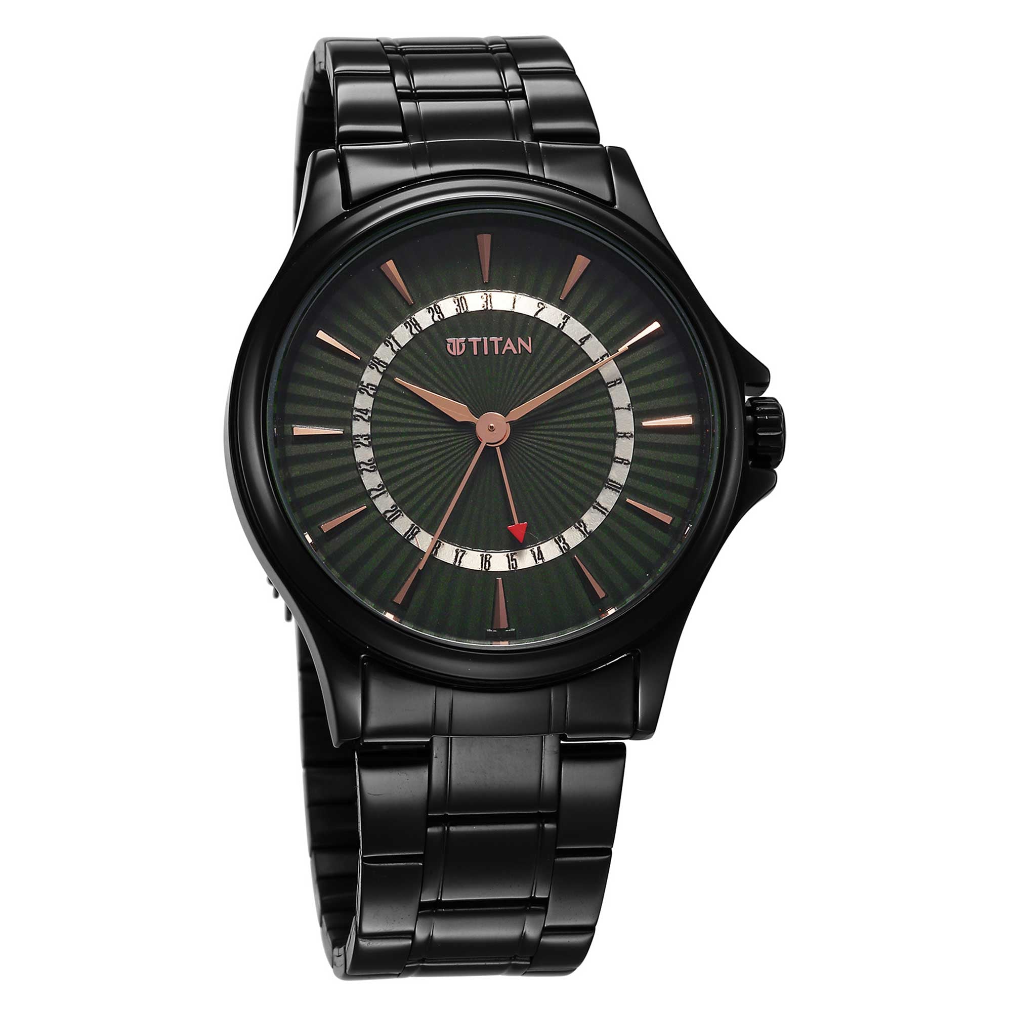 Titan Karishma Quartz Analog with Date Green Dial Stainless Steel Strap Watch For Men