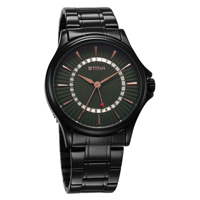 Titan Karishma Quartz Analog with Date Green Dial Stainless Steel Strap Watch For Men