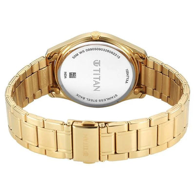 Titan Green Dial Gold Stainless Steel Strap Analog with Day-Date Watch for Men