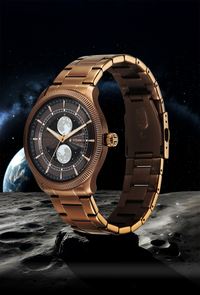 Titan Stellar Analog with Dual Moon Phase Brown Dial Watch