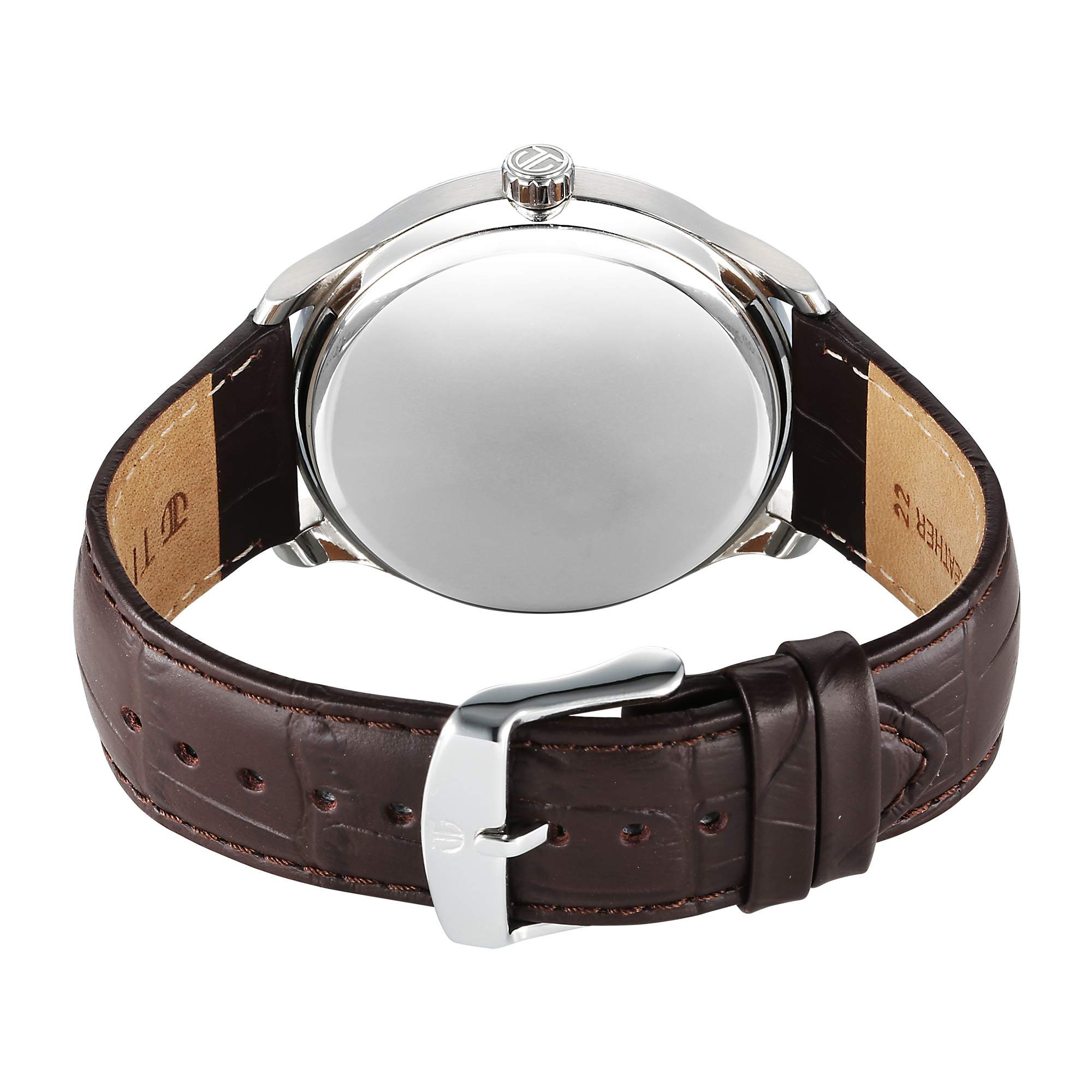 Titan Stellar Analog with Dual Moon Phase and Silver Dial Brown Leather Strap Watch for Men