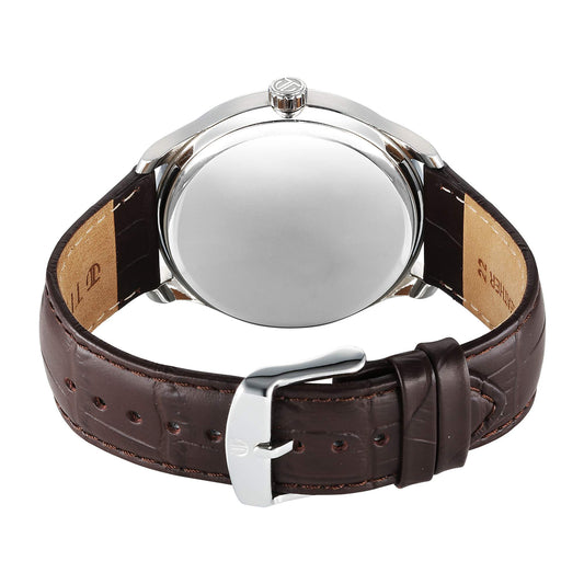 Titan Stellar Analog with Dual Moon Phase and Silver Dial Brown Leather Strap Watch for Men
