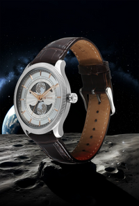 Titan Stellar Analog with Dual Moon Phase Silver Dial Watch