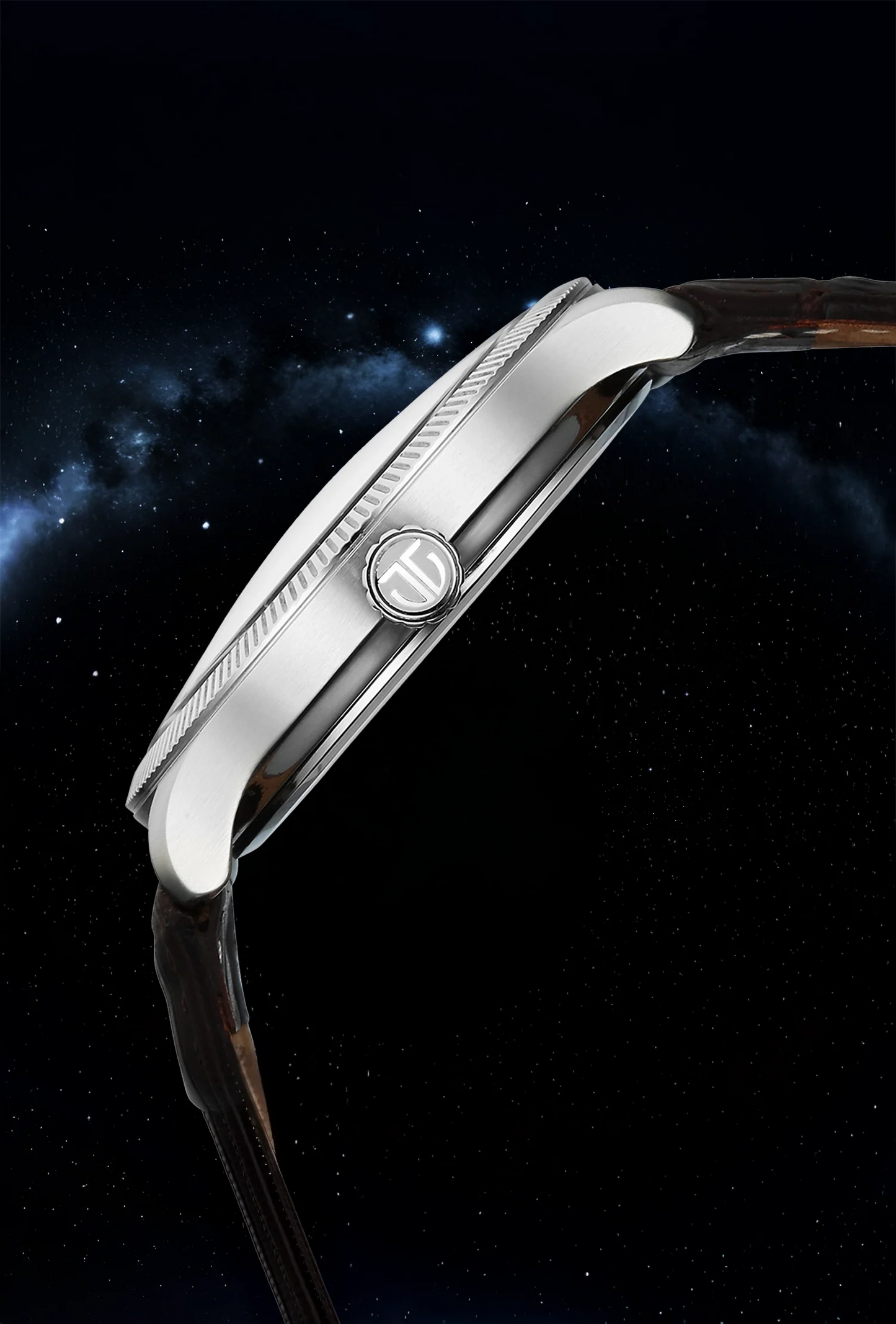 Titan Stellar Analog with Dual Moon Phase Silver Dial Watch