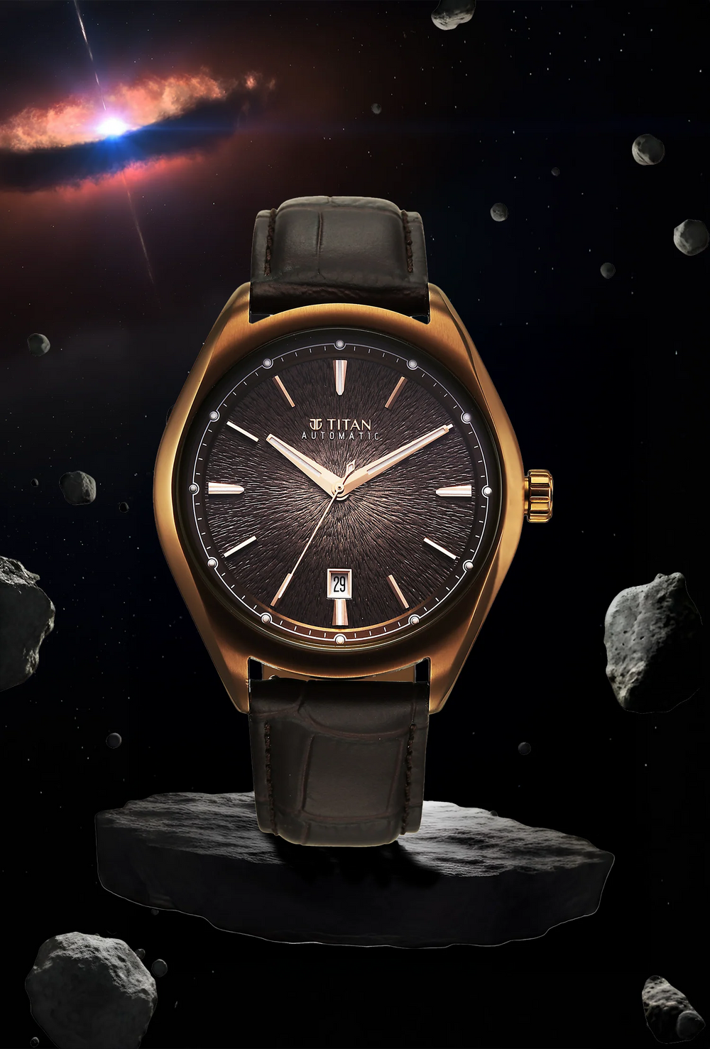Titan Stellar Starburst Brown Dial Concealed Automatic Watch