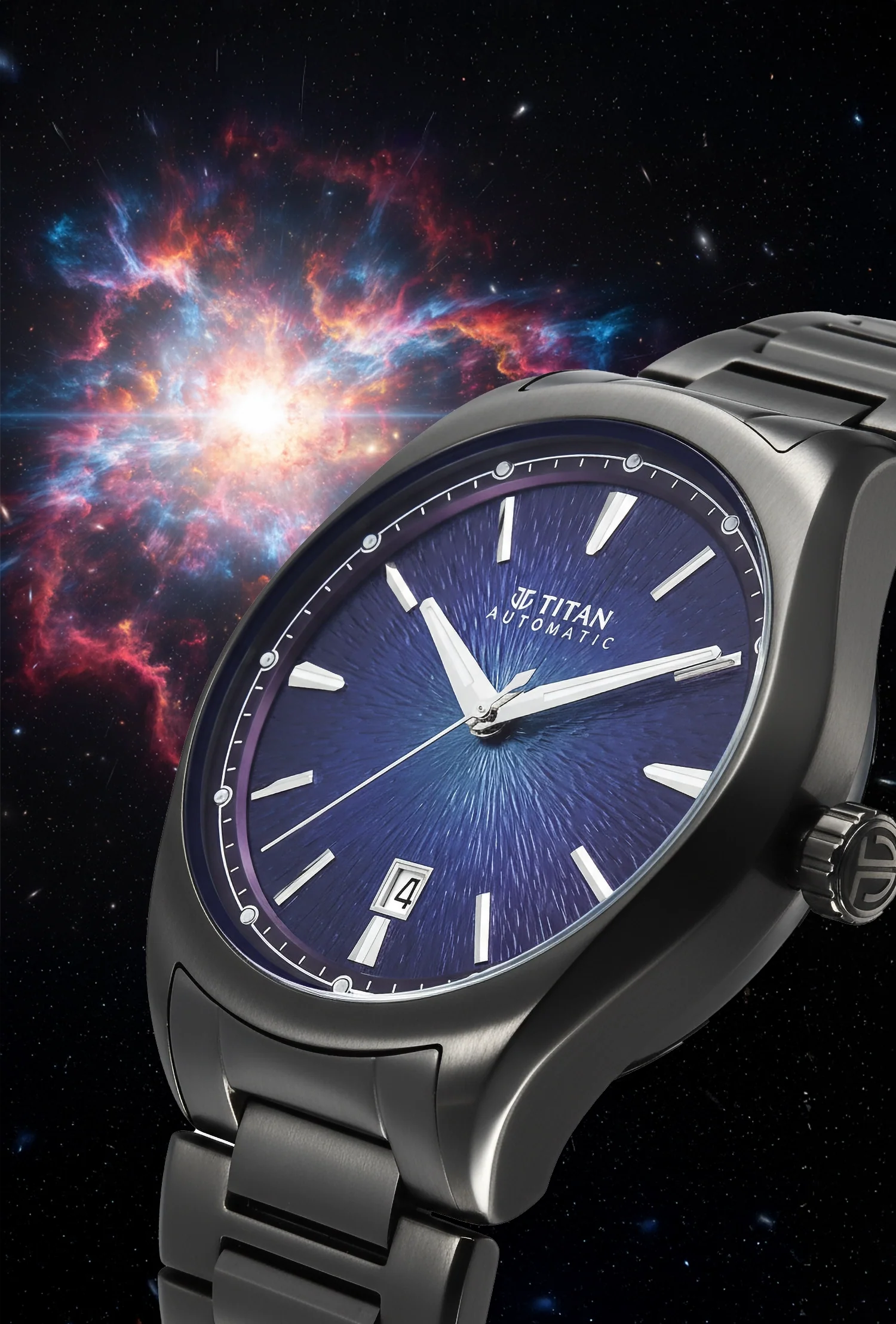 Titan Stellar Starburst Violet Dial Concealed Automatic Watch