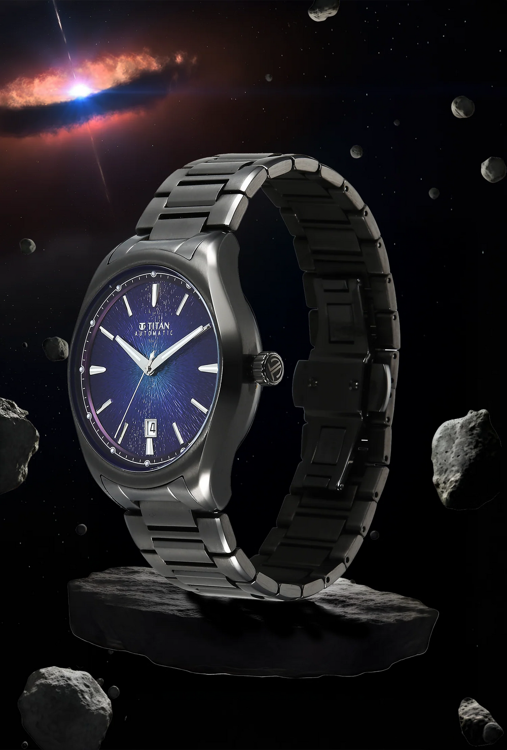 Titan Stellar Starburst Violet Dial Concealed Automatic Watch