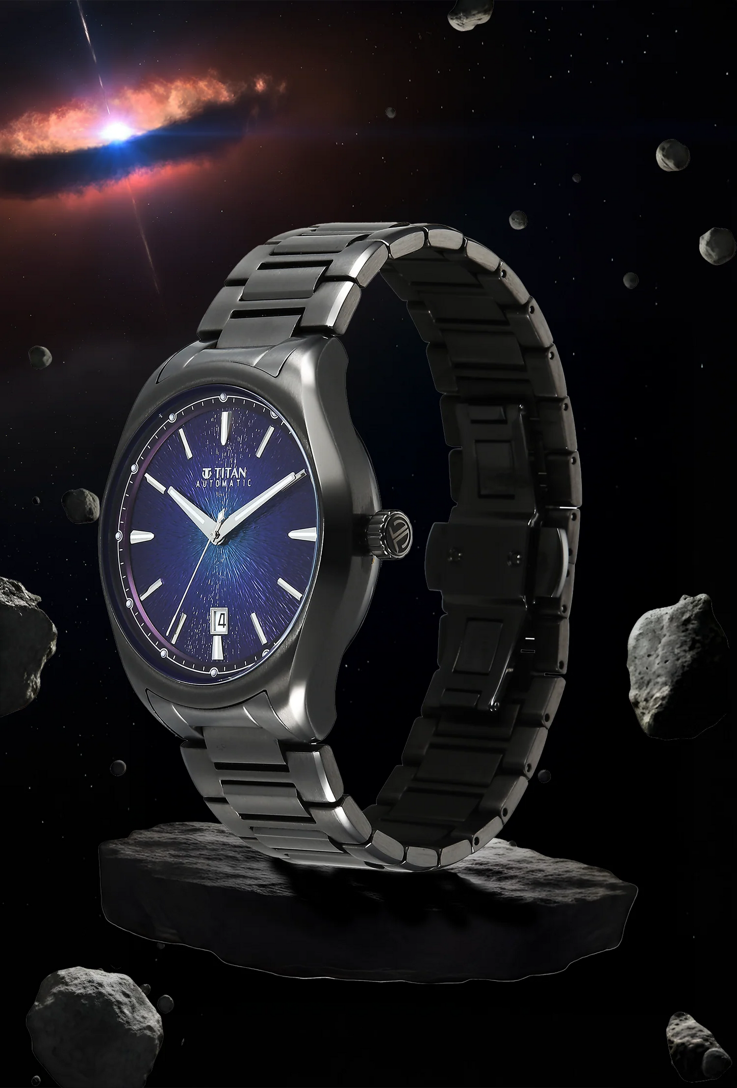 Titan Stellar Starburst Violet Dial Concealed Automatic Watch
