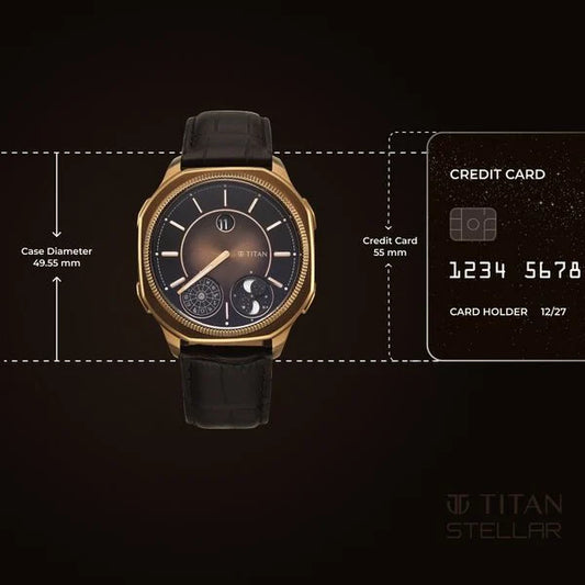 Titan Stellar Zodiac Analog with Dual Moonphase and Jumping Hour and Brown Dial Brown Leather Strap Watch for Men