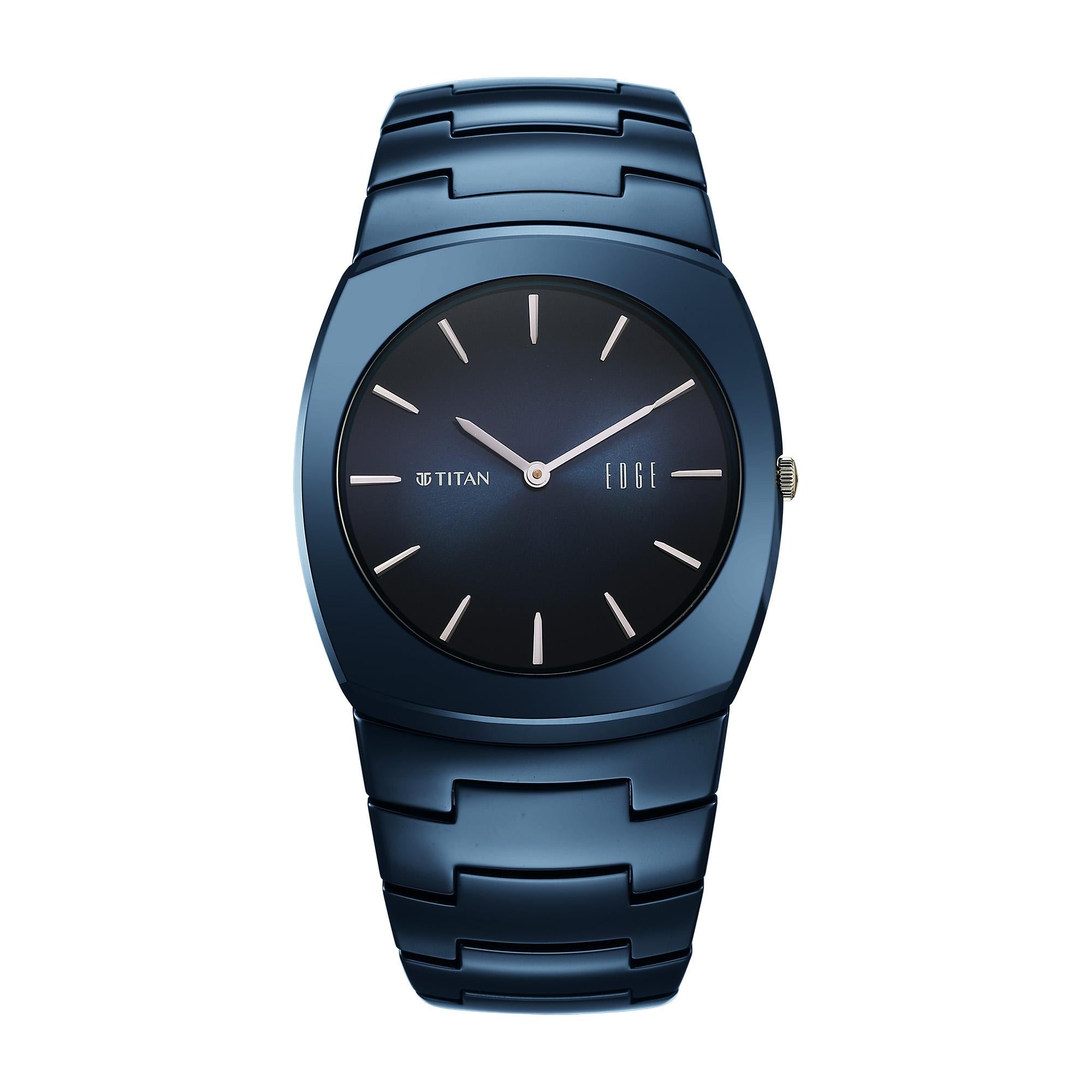 Titan Edge Blue Special Dial Ceramic Strap Analog Watch for Men