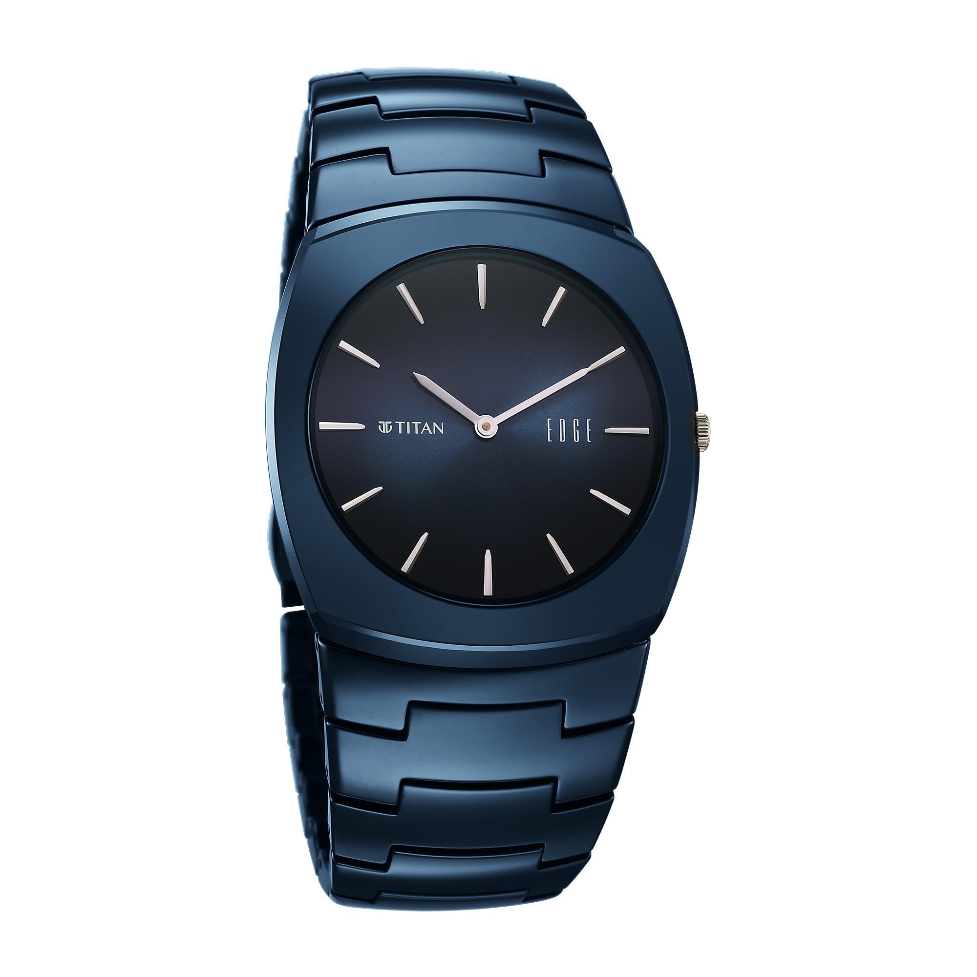 Titan Edge Blue Special Dial Ceramic Strap Analog Watch for Men