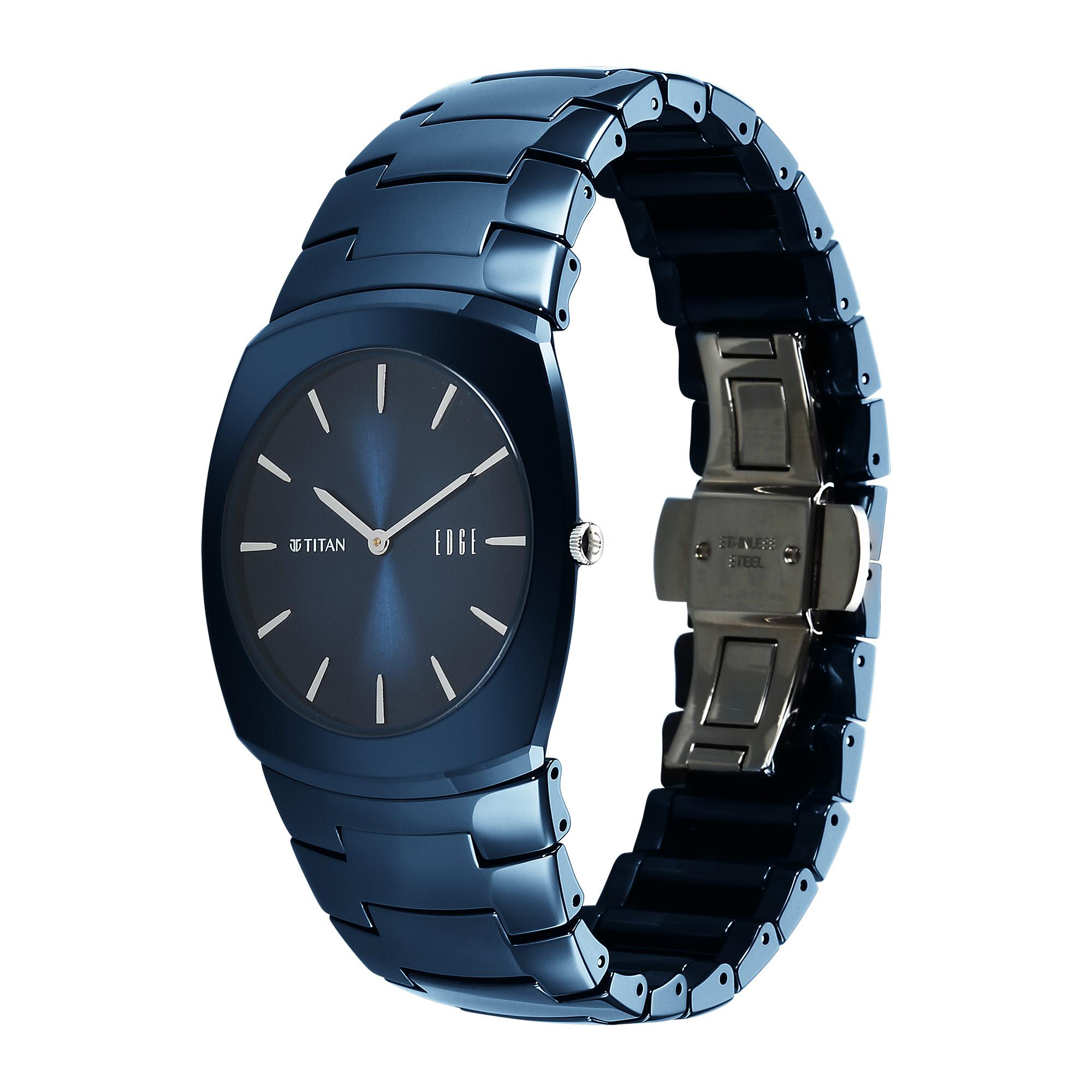 Titan Edge Blue Special Dial Ceramic Strap Analog Watch for Men