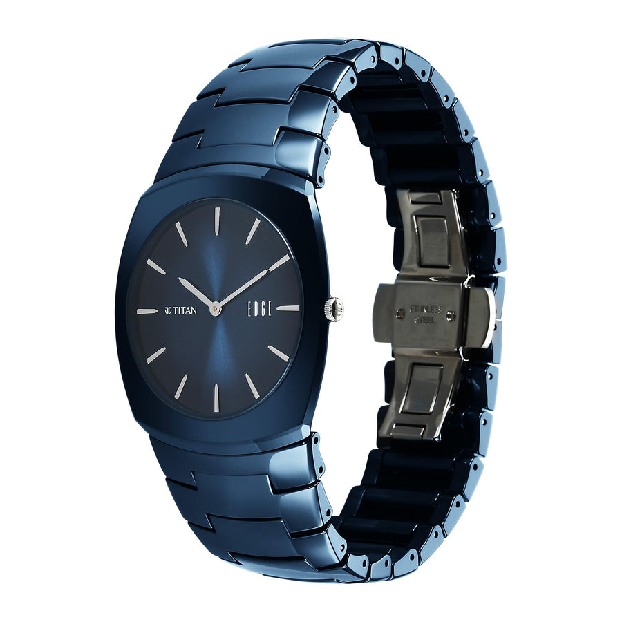 Titan Edge Blue Special Dial Ceramic Strap Analog Watch for Men