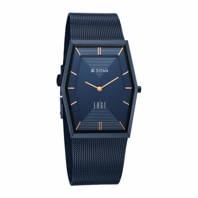 Titan Edge Blue Special Dial Stainless Steel Strap Analog Watch for Men