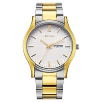 Titan Silver Dial Two Toned Metal Strap Analog with Day Date Watch for Men