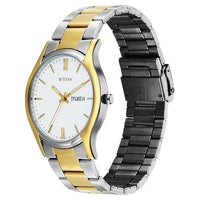 Titan Silver Dial Two Toned Metal Strap Analog with Day Date Watch for Men