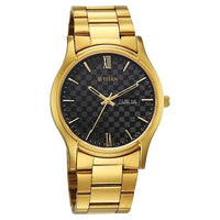 Titan Black Dial Gold Metal Strap Analog with Day Date Watch for Men