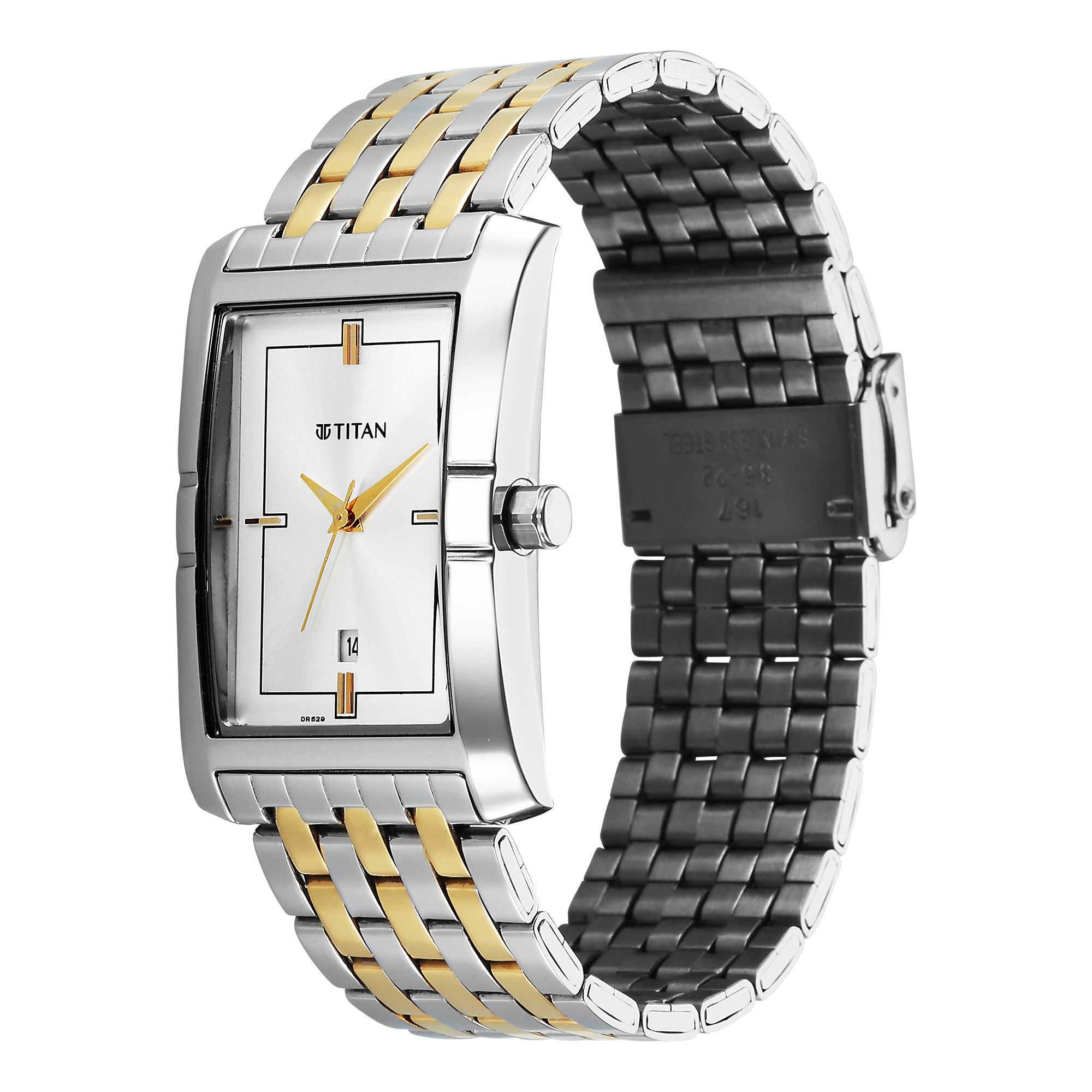 Titan Silver Special Dial Dual Color Stainless Steel Strap Analog with Date Watch for Men