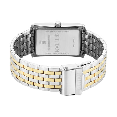 Titan Silver Special Dial Dual Color Stainless Steel Strap Analog with Date Watch for Men