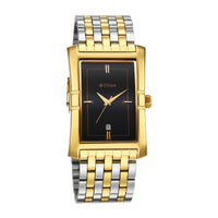 Titan Black Shaped Dial Two Toned Stainless Steel Strap Analog Watch for Men
