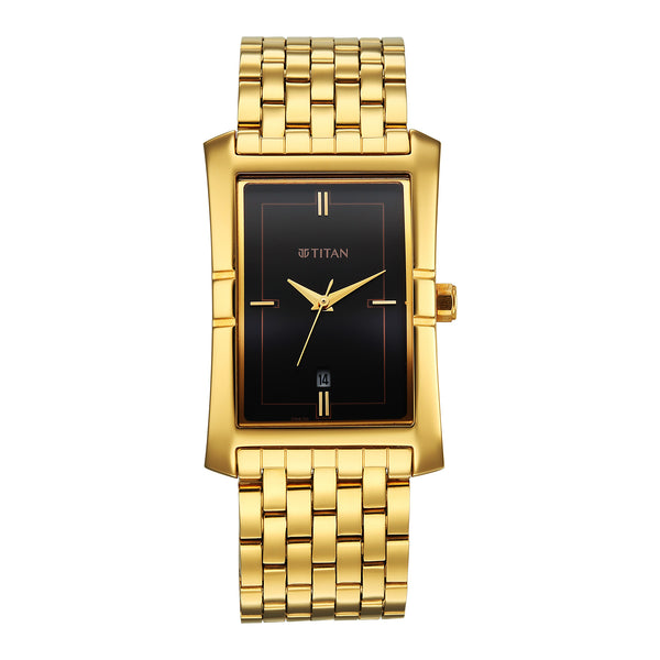 Titan Black Special Dial Stainless Steel Strap Analog Watch for Gents