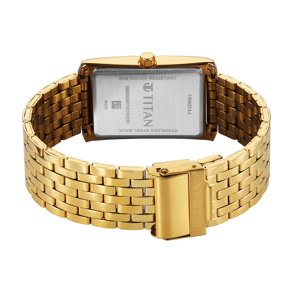 Titan Quartz Black Dial Stainless Steel Strap Watch For Gents