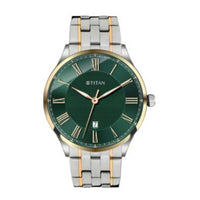Titan Green Dial Two Toned Stainless Steel Strap Analog Watch for Men