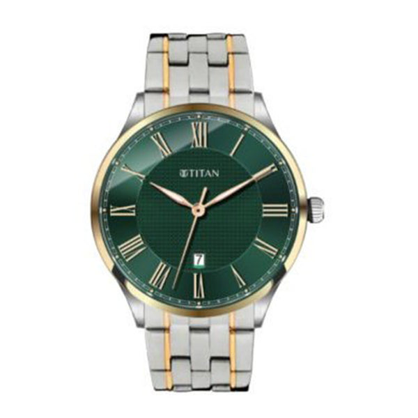 Titan Green Dial Two Toned Stainless Steel Strap Analog Watch for Men