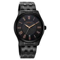 Titan Workwear Black Dial Stainless Steel Strap Analog with Date Watch for Men