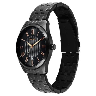 Titan Workwear Black Dial Stainless Steel Strap Analog with Date Watch for Men