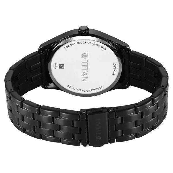 Titan Workwear Black Dial Stainless Steel Strap Analog with Date Watch for Men