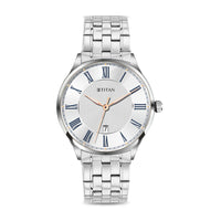 Titan Silver Dial Stainless Steel Strap Analog Watch for Men