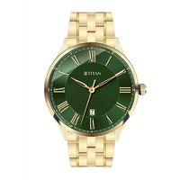 Titan Green Dial Gold Stainless Steel Strap Analog Watch for Men