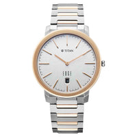Titan Edge White Dial Two Toned Titanium Strap Analog with Date Watch for Men