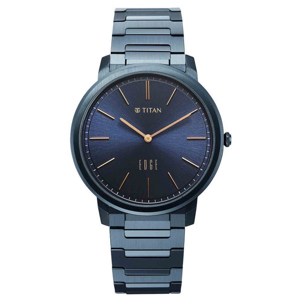 Titan Edge Blue Dial Stainless Steel Strap Analog Watch for Men