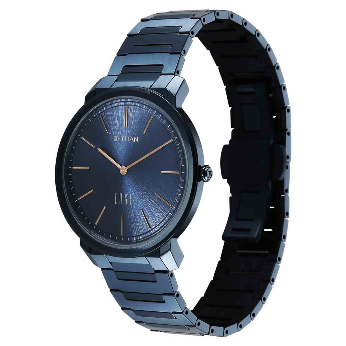 Titan Edge Blue Dial Stainless Steel Strap Analog Watch for Men