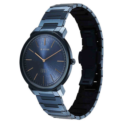 Titan Edge Blue Dial Stainless Steel Strap Analog Watch for Men