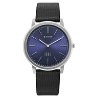 Titan Edge Blue Dial Black Leather Strap Analog Watch For Men