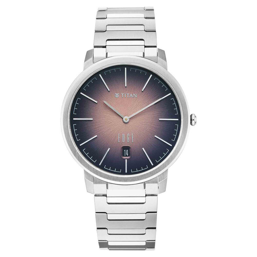 Titan Edge Two Toned Dial Silver Titanium Strap Analog with Date Watch for Men