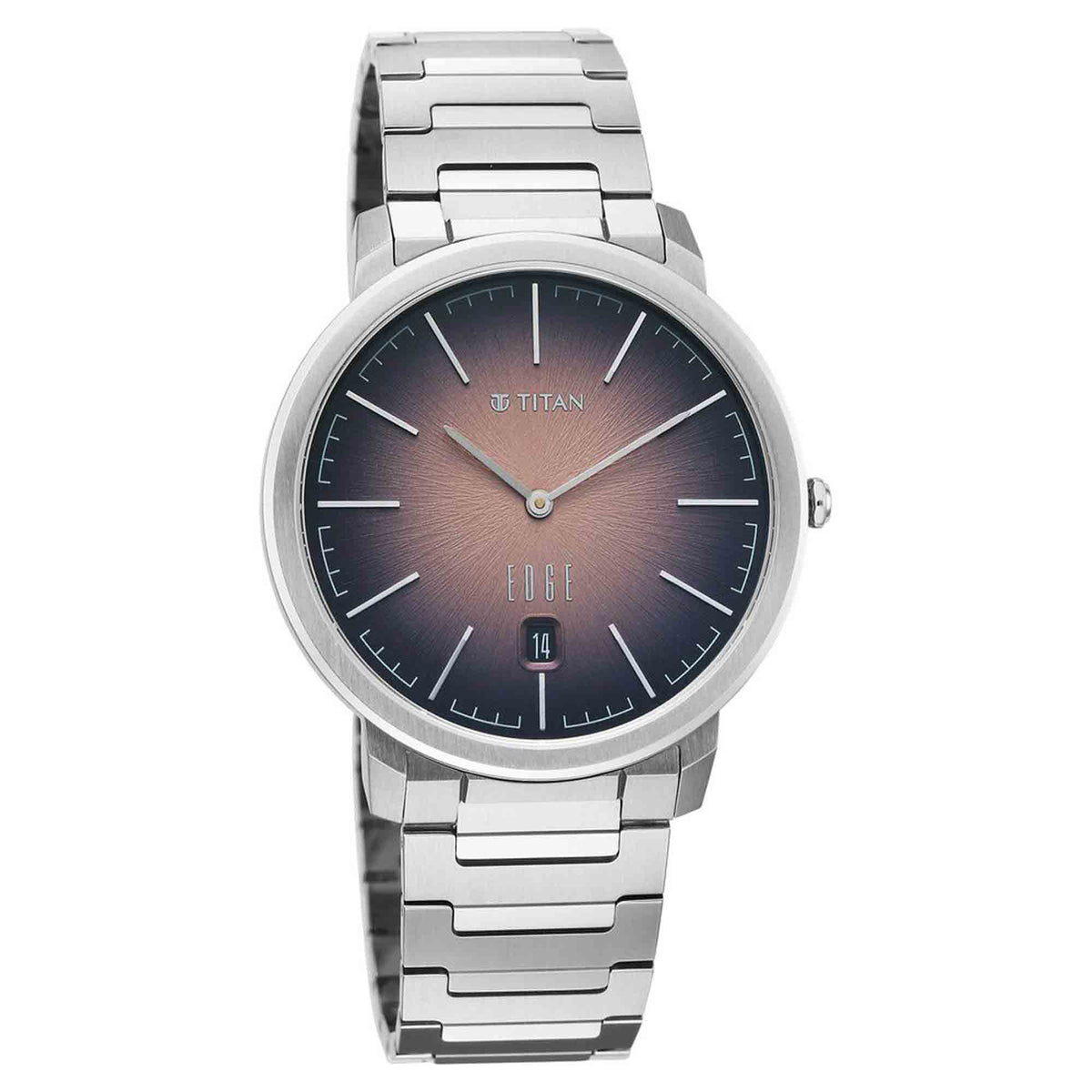 Titan Edge Two Toned Dial Silver Titanium Strap Analog with Date Watch for Men