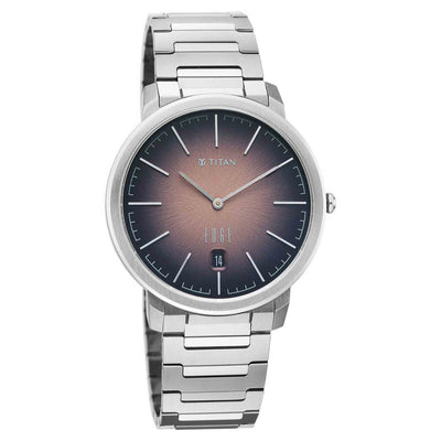 Titan Edge Two Toned Dial Silver Titanium Strap Analog with Date Watch for Men
